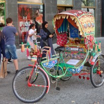 Colorful rickshaw in Prague